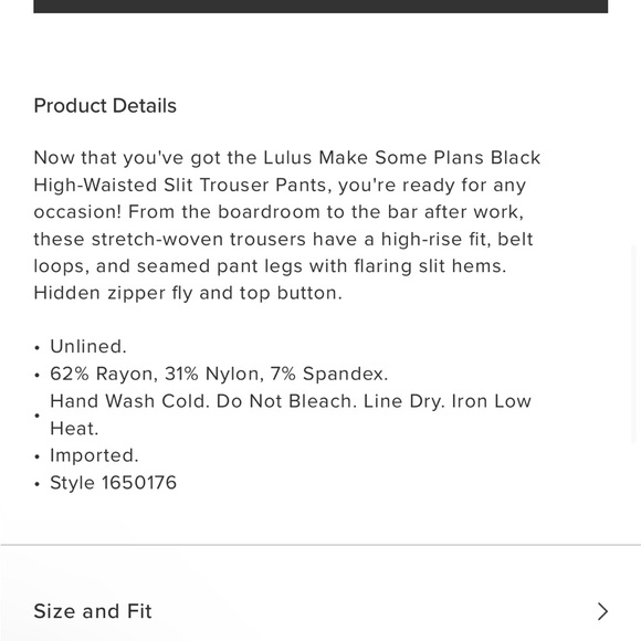 SOLD 🚫🚫🚫 Lulus stylish black pants - Picture 4 of 4